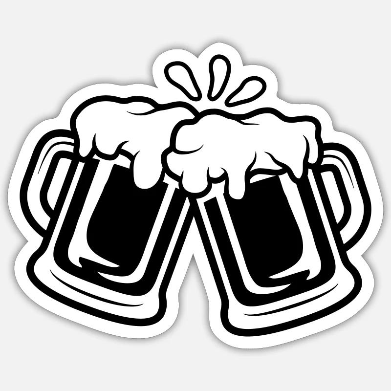 Cruches à bière grillée - Sticker taille S (10 x 10 cm) - blanc mat