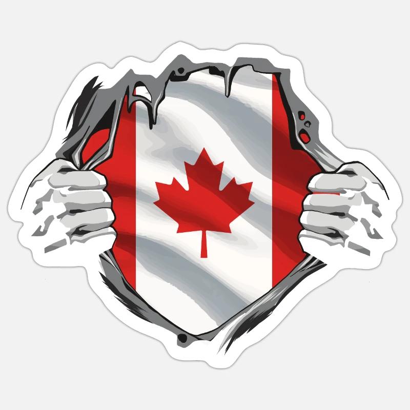 Drapeau du Canada Feuille d’érable Drapeau canadien Canada - Sticker taille S (10 x 10 cm) - blanc mat