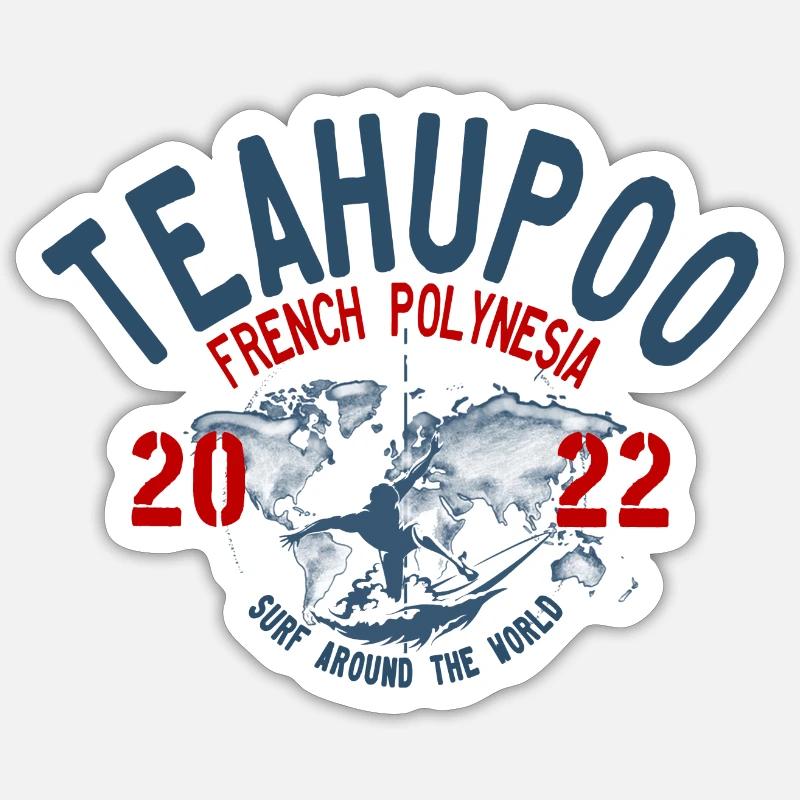Surfen Sie um die Welt Teahupoo blc - Sticker Größe S (10 x 10 cm) - Mattweiß