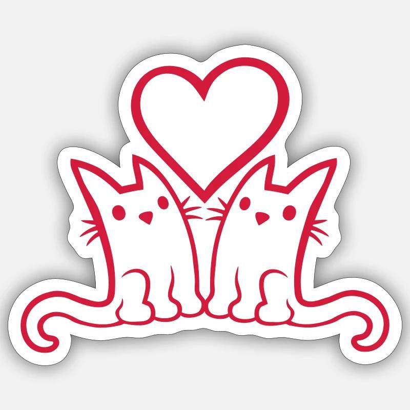 2 small cat pair - Sticker size S (10 x 10 cm) - white matte