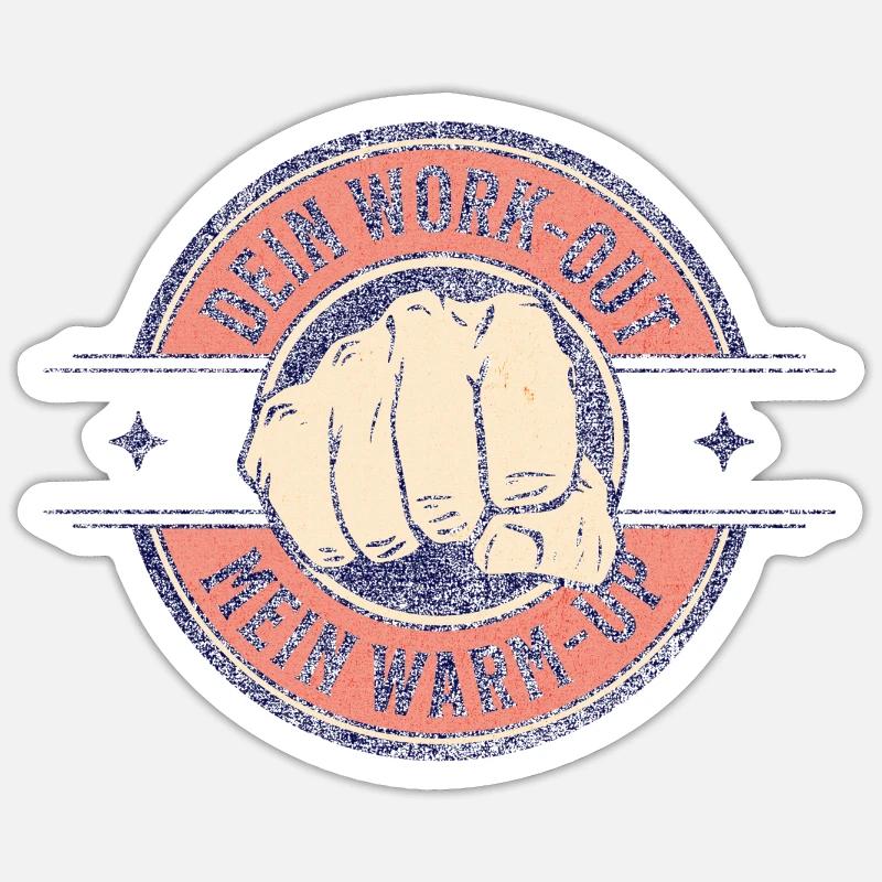 Dein Work-out Mein Warm-up - Sticker Größe S (10 x 10 cm) - Mattweiß