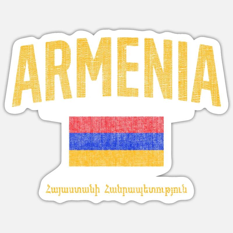 Lettrage du drapeau arménien - Sticker taille S (10 x 10 cm) - blanc mat