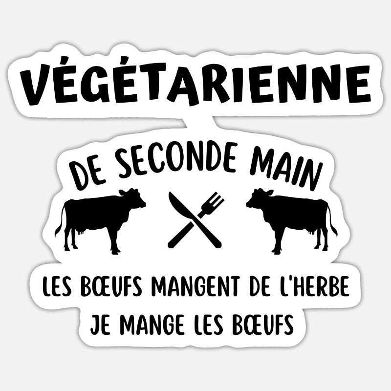 végétarienne de seconde main - Sticker taille S (10 x 10 cm) - blanc mat