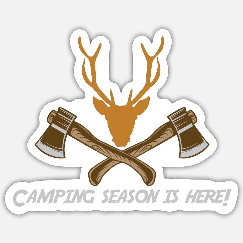 La saison de camping est arrivée Sticker taille S (10 x 10 cm)