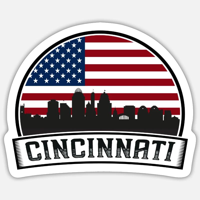 Cincinnati - Sticker taille S (10 x 10 cm) - blanc mat