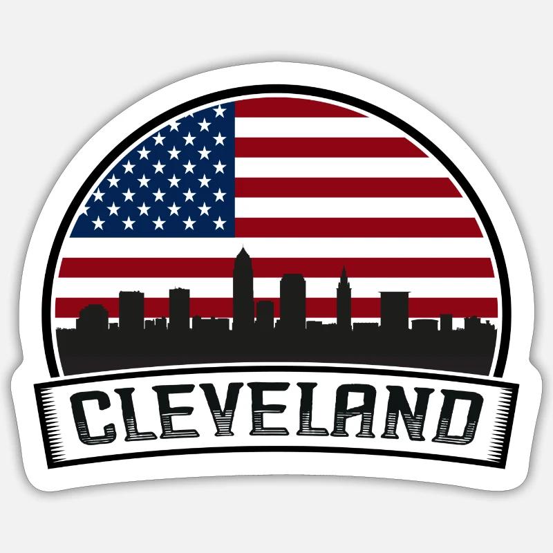Horizon de Cleveland - Sticker taille S (10 x 10 cm) - blanc mat