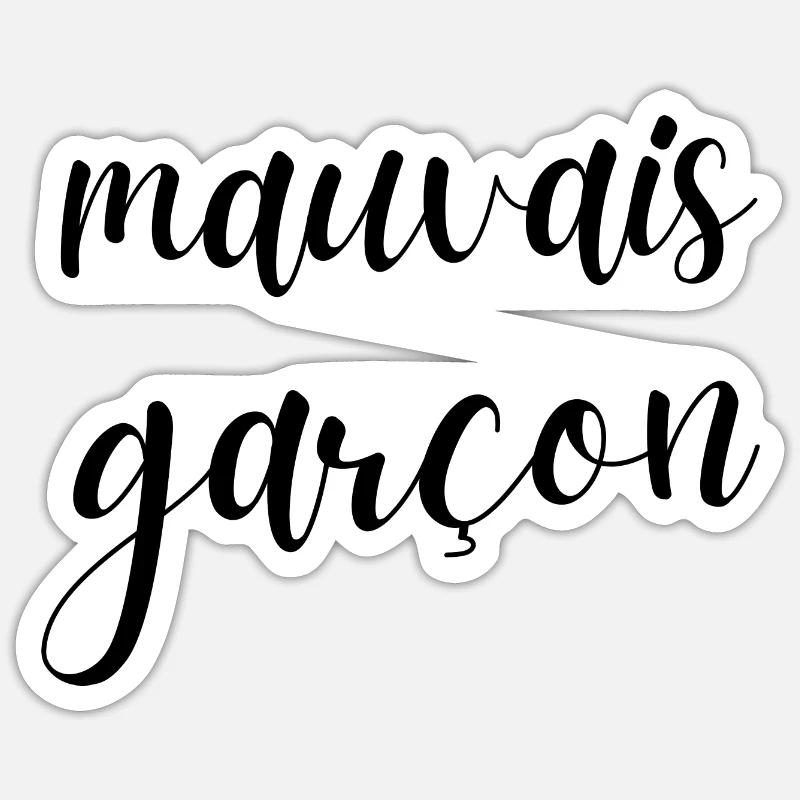 mauvais garçon - Sticker taille S (10 x 10 cm) - blanc mat