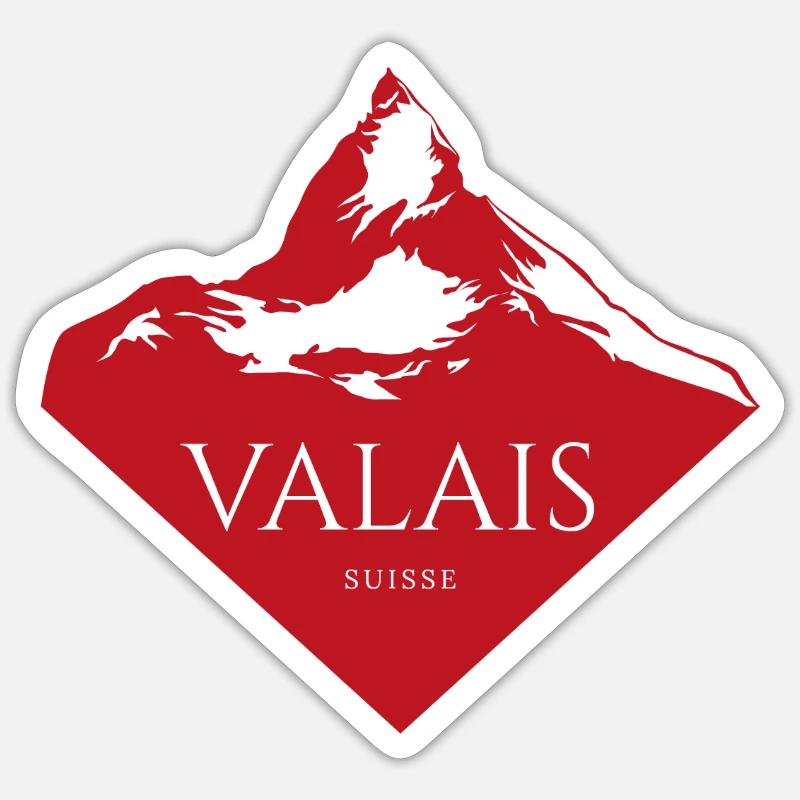 Valais Mountain Peak Red Logo - Sticker size S (10 x 10 cm) - white matte