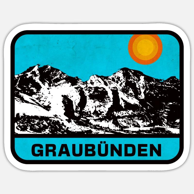 Graubünden Panorama Sonnenrand - Sticker Größe S (10 x 10 cm) - Mattweiß