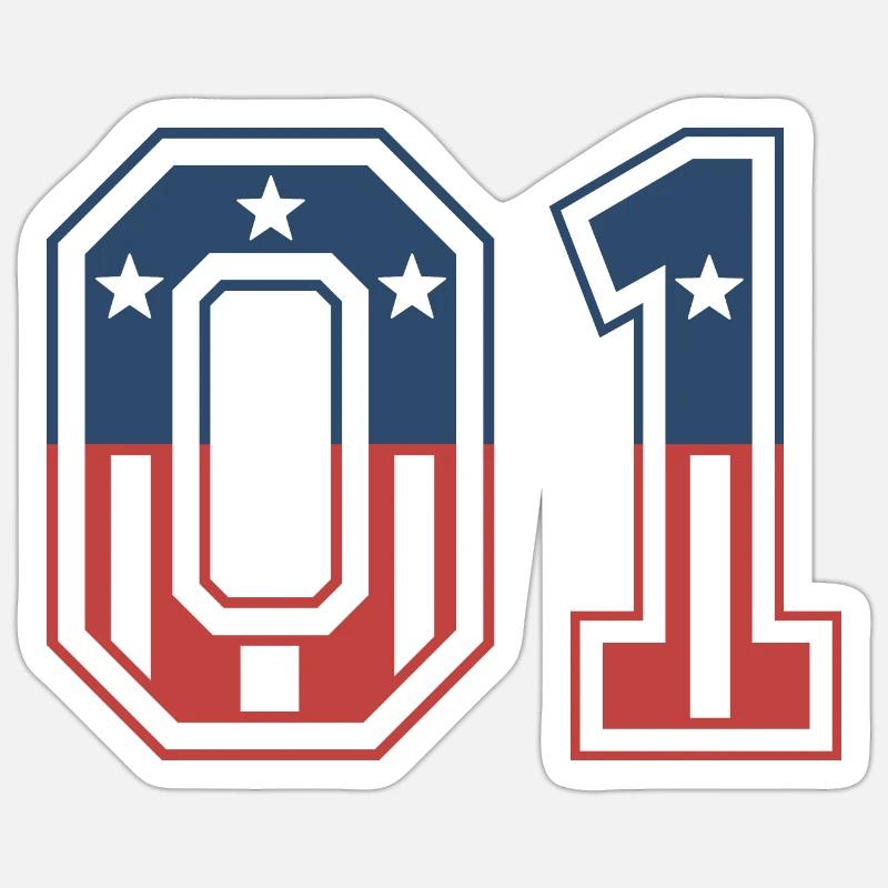 Numéro 01 États-Unis Sticker taille S (10 x 10 cm)