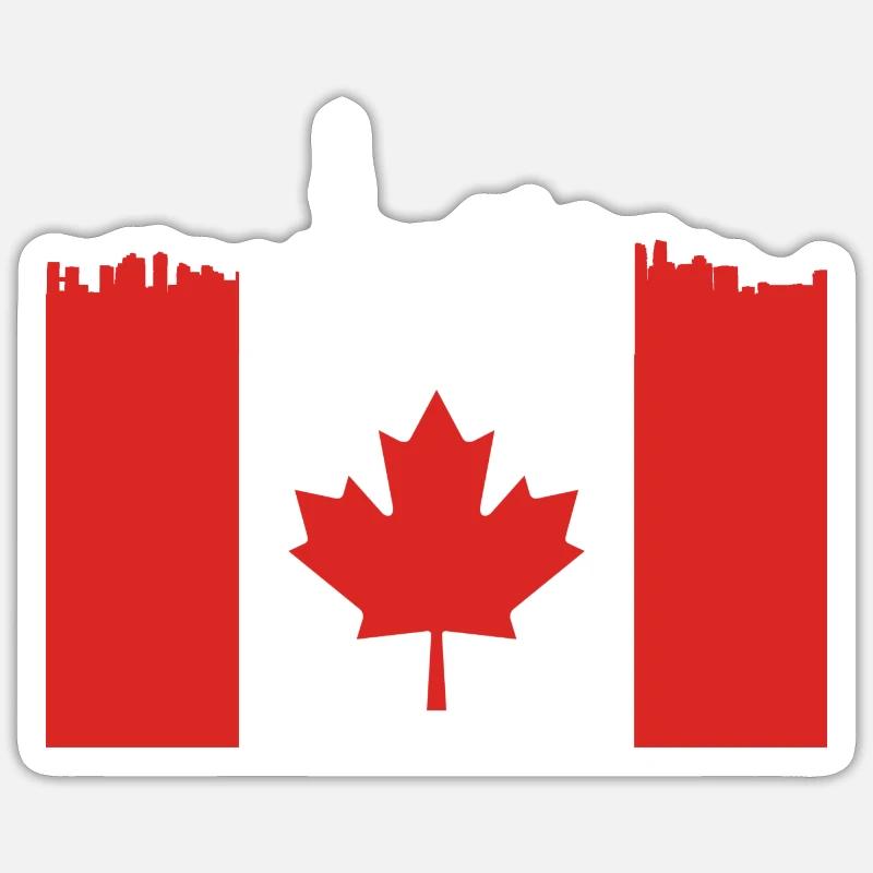 Skyline Maple Leaf kanadisch Geschenk - Sticker Größe S (10 x 10 cm) - Mattweiß