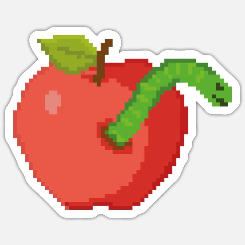 Retro Pixel Da ist der Wurm Dirn - Sticker Größe S (10 x 10 cm) - Mattweiß