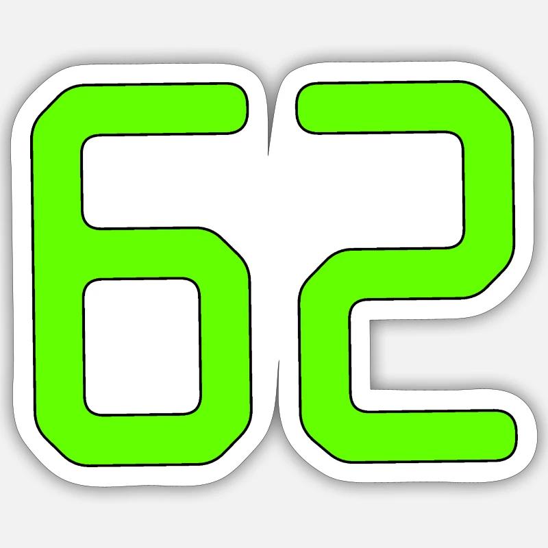 Numéro 62 - Sticker taille S (10 x 10 cm) - blanc mat