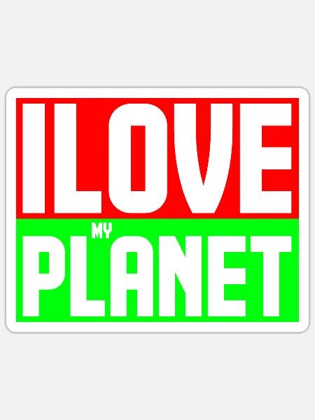 Ich liebe meinen Planeten - Sticker Größe S (10 x 10 cm) - Mattweiß
