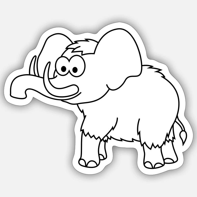 Mammoth Comic Animal - Sticker size S (10 x 10 cm) - white matte