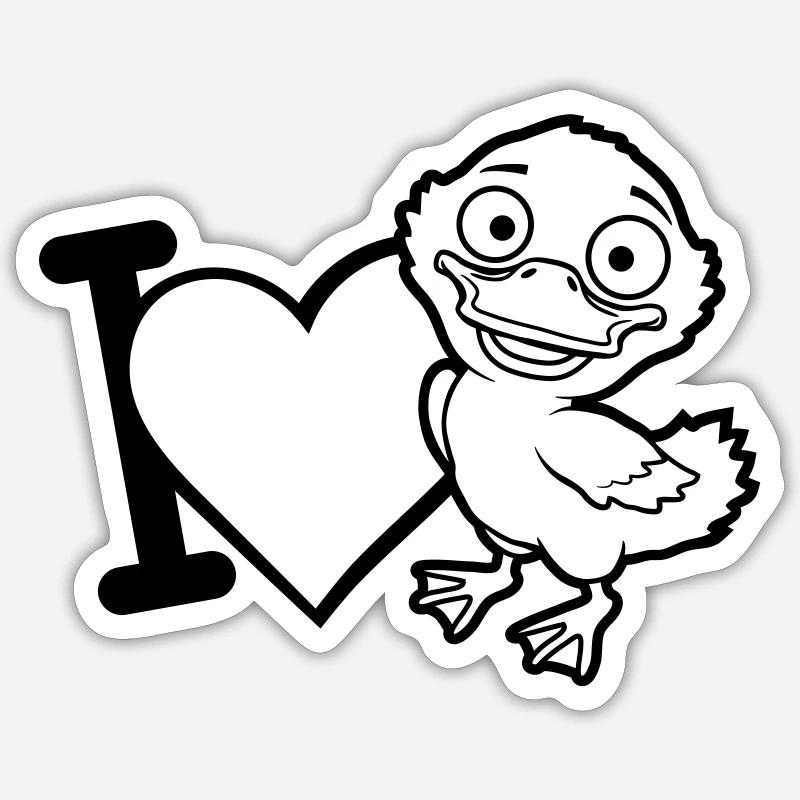 Comic I Love Ducklings - Sticker size S (10 x 10 cm) - white matte