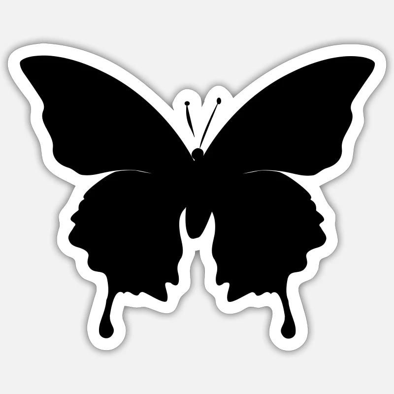 butterfly silhouette - Sticker size S (10 x 10 cm) - white matte