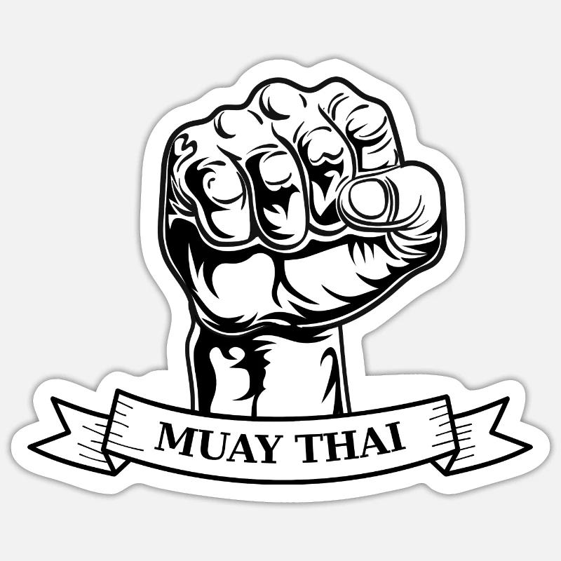 Muay Thaï - Sticker taille S (10 x 10 cm) - blanc mat