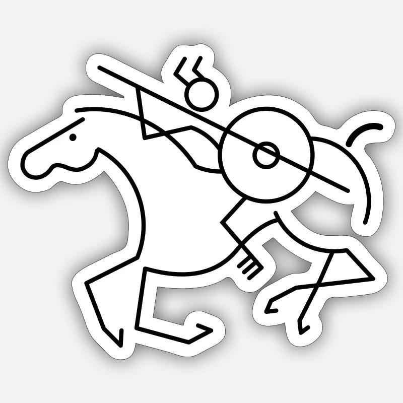 Fleeing Samnite Rider - Sticker size S (10 x 10 cm) - white matte