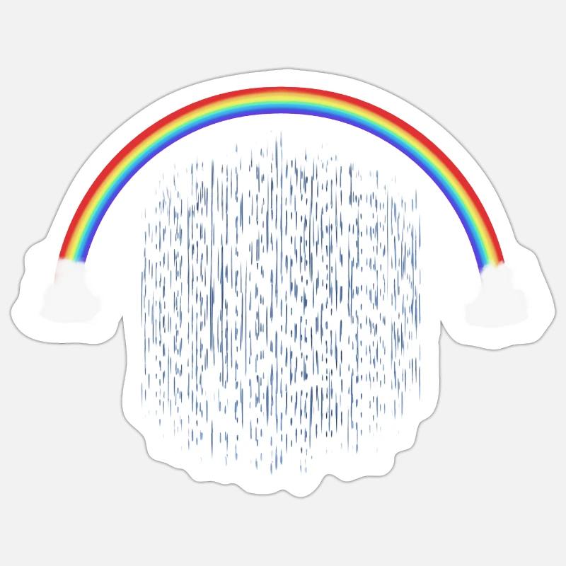 Rainbow with Rain Drops Pattern - Sticker size S (10 x 10 cm) - white matte