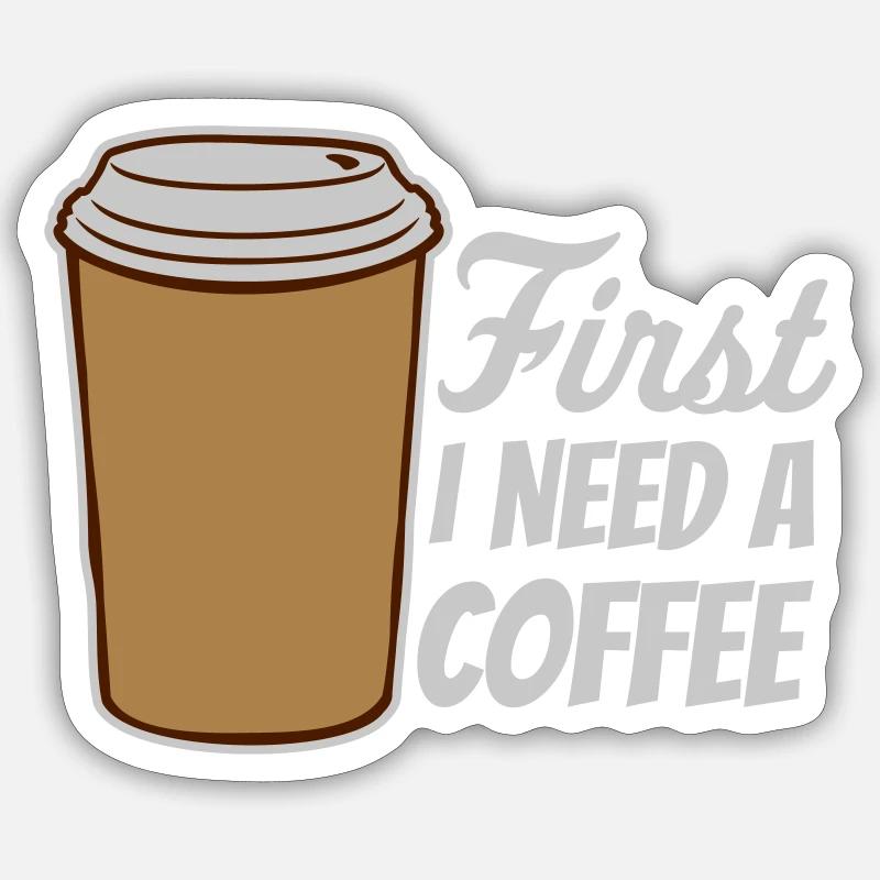 Fist I need Coffee - Sticker Größe S (10 x 10 cm) - Mattweiß