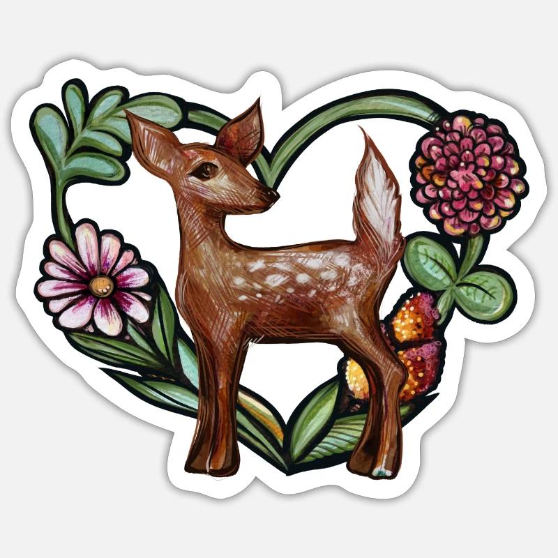 Süße Rehkitzkunst - Sticker Größe S (10 x 10 cm) - Mattweiß