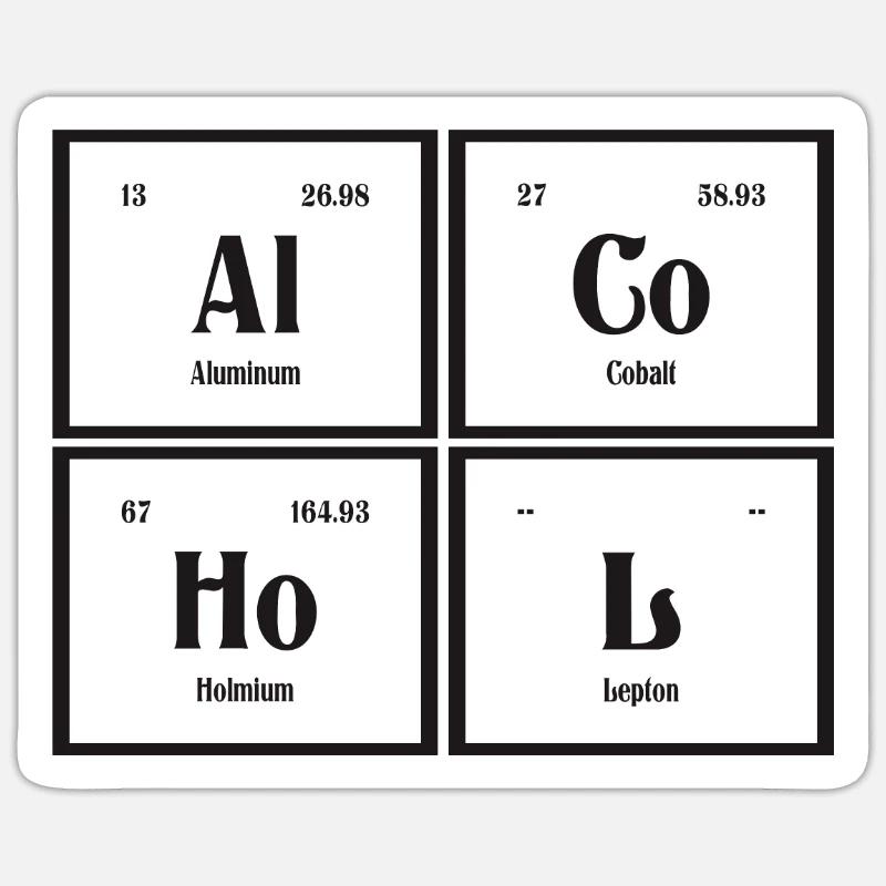 | de l’alcool Tableau périodique des éléments Sticker taille S (10 x 10 cm)