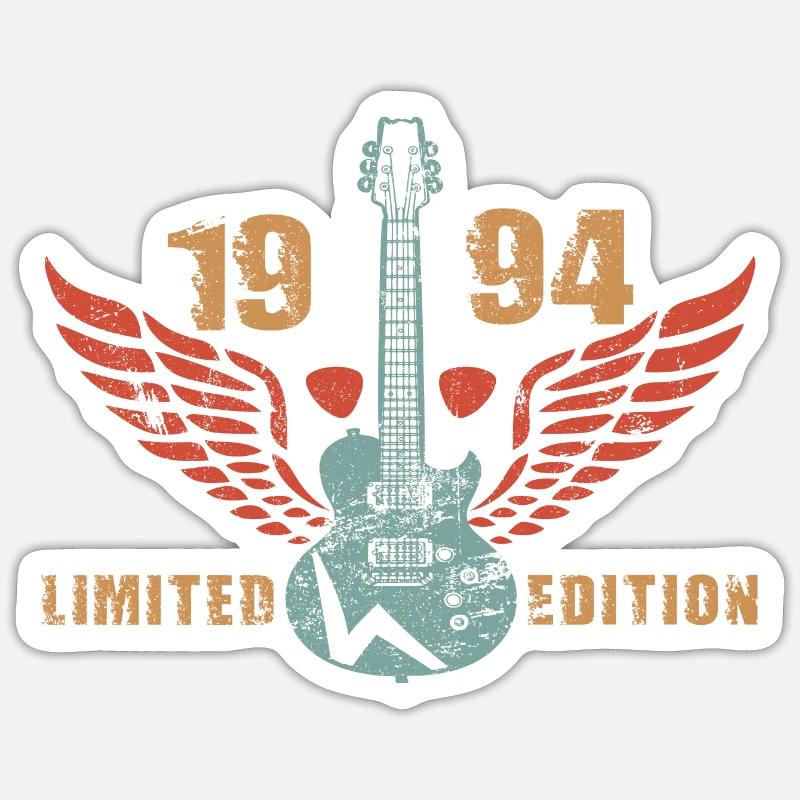 Guitariste Guitariste Guitariste 1994 Anniversaire - Sticker taille S (10 x 10 cm) - blanc mat