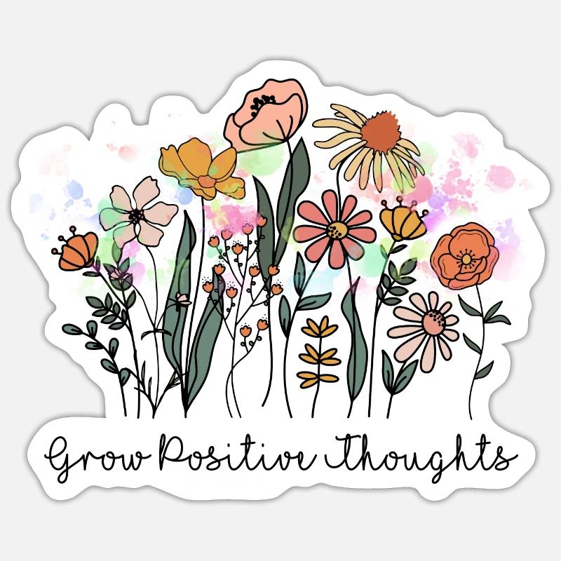 Développer des pensées positives - Sticker taille S (10 x 10 cm) - blanc mat