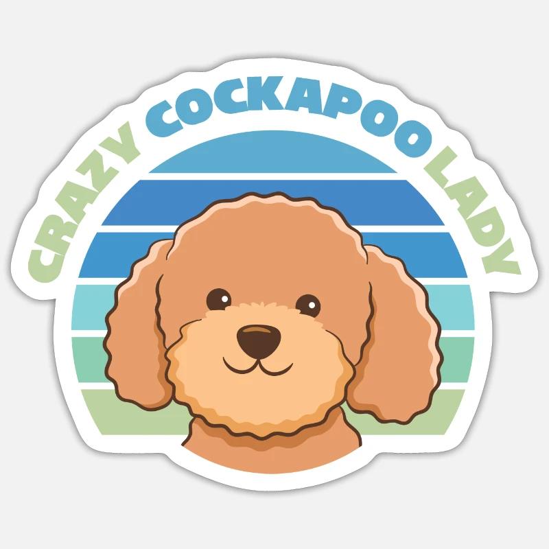 Cockapoo - Sticker taille S (10 x 10 cm) - blanc mat