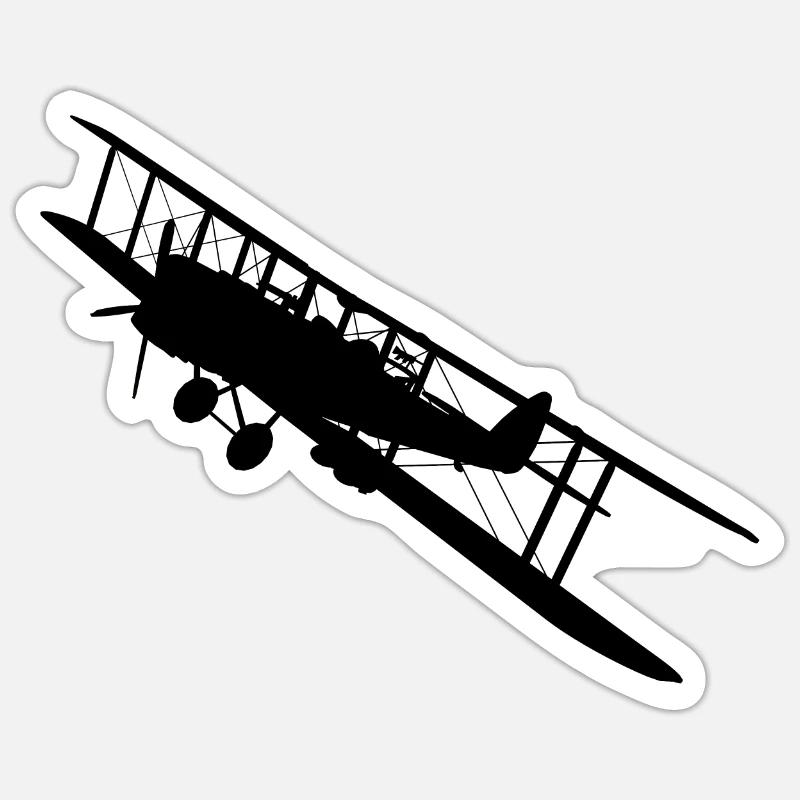 Doppeldecker Flugzeug von 1915 - Sticker Größe S (10 x 10 cm) - Mattweiß