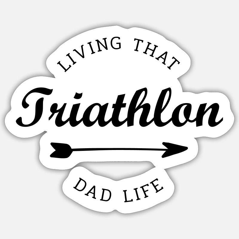 triathlon papa vie - Sticker taille S (10 x 10 cm) - blanc mat