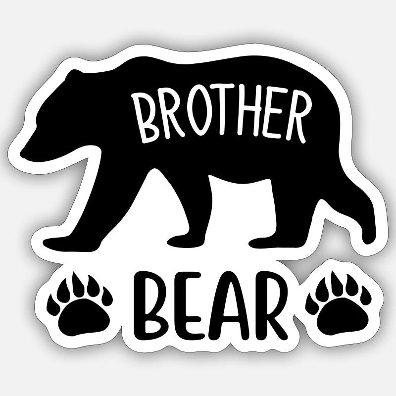 frère ours - Sticker taille S (10 x 10 cm) - blanc mat