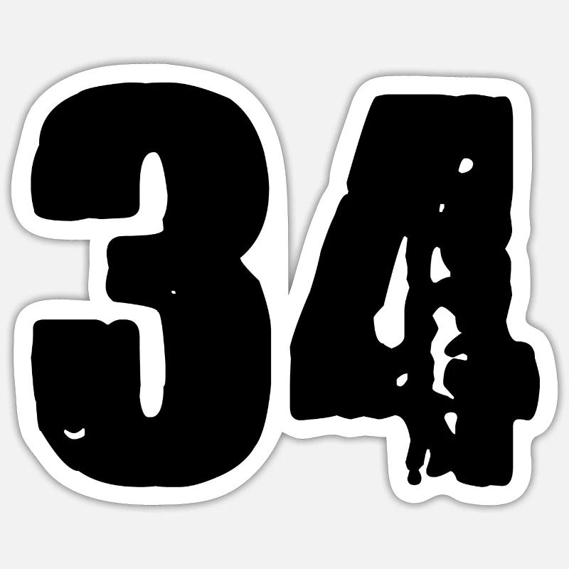 34 number jersey - Sticker size S (10 x 10 cm) - white matte