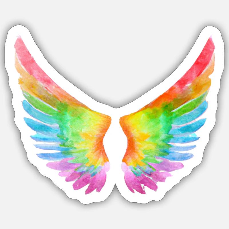 Rainbow Wings - Sticker size S (10 x 10 cm) - white matte