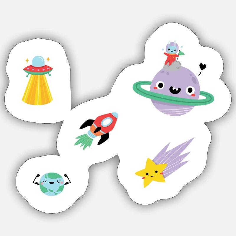 Space - Sticker Größe S (10 x 10 cm) - Mattweiß