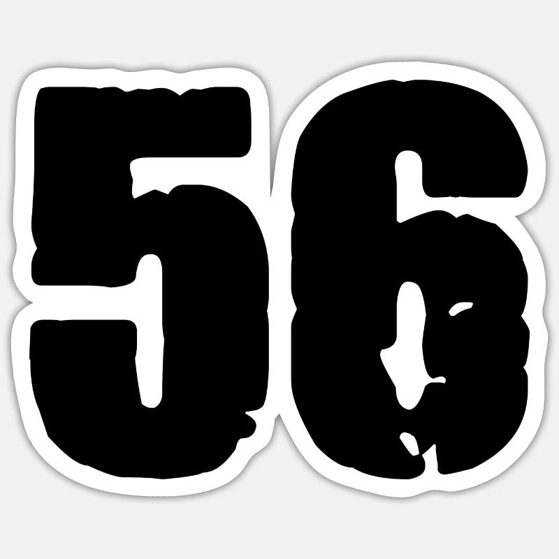 56 Number jersey - Sticker size S (10 x 10 cm) - white matte