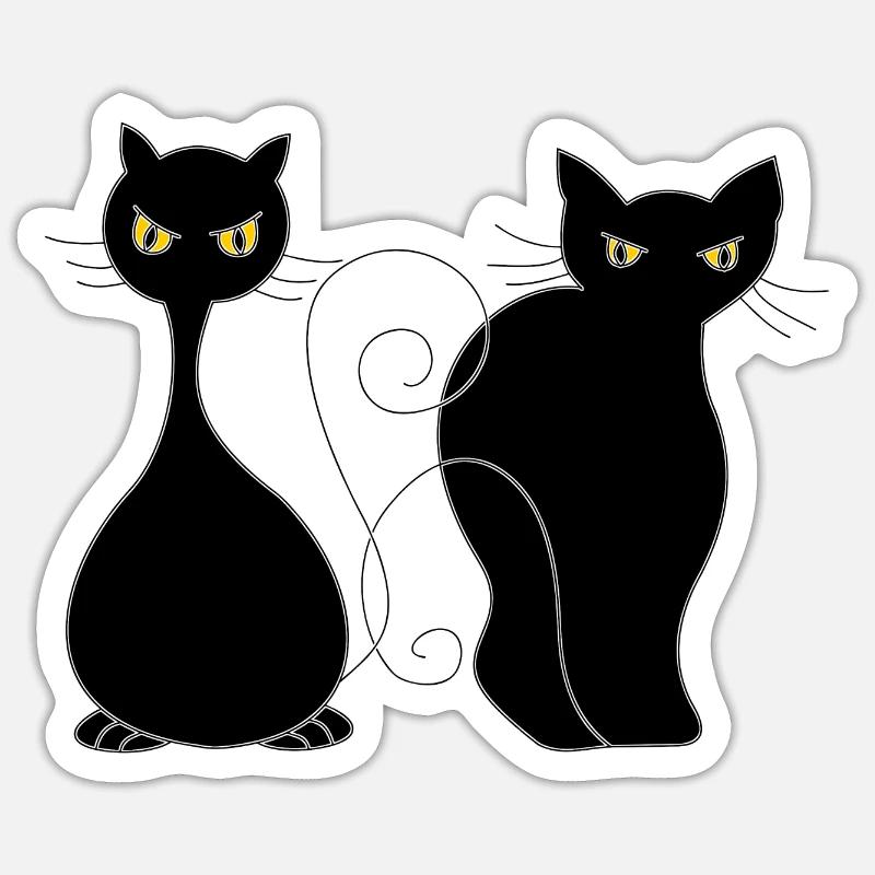Chats - Sticker taille S (10 x 10 cm) - blanc mat