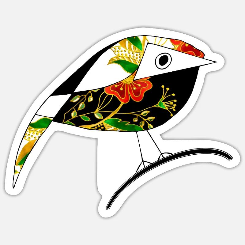 Oiseau - Sticker taille S (10 x 10 cm) - blanc mat