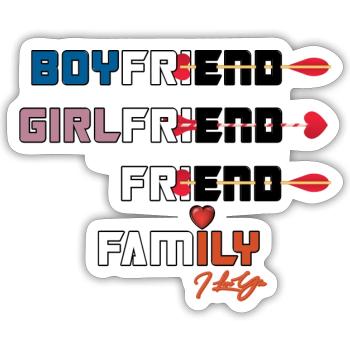 Family i love you - Sticker taille S (10 x 10 cm) - blanc mat - Devant
