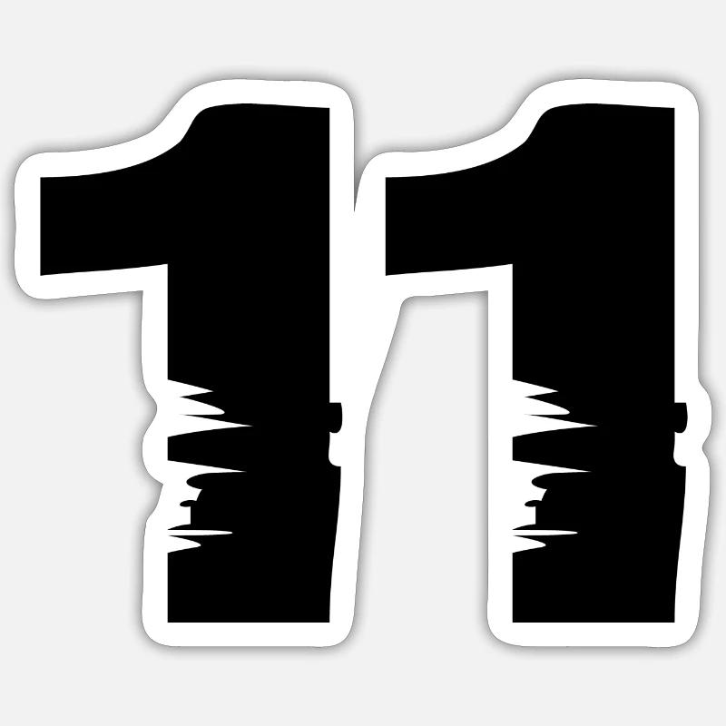 11 Numéro - Sticker taille S (10 x 10 cm) - blanc mat