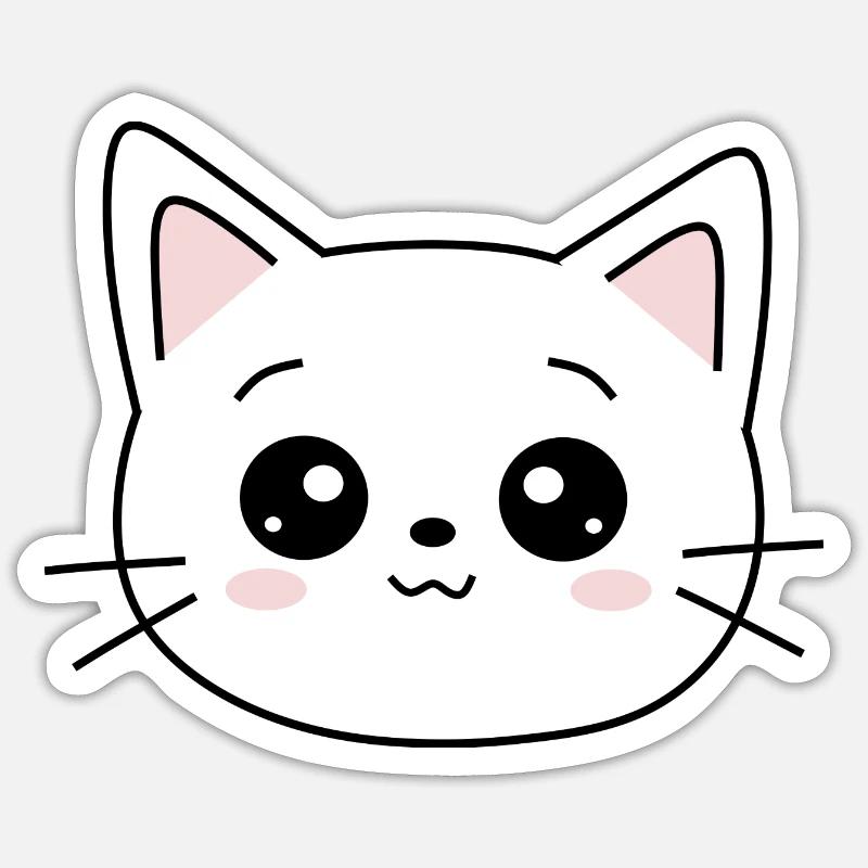 Kawaii Katze Kätzchen Kawaii - Sticker Größe S (10 x 10 cm) - Mattweiß