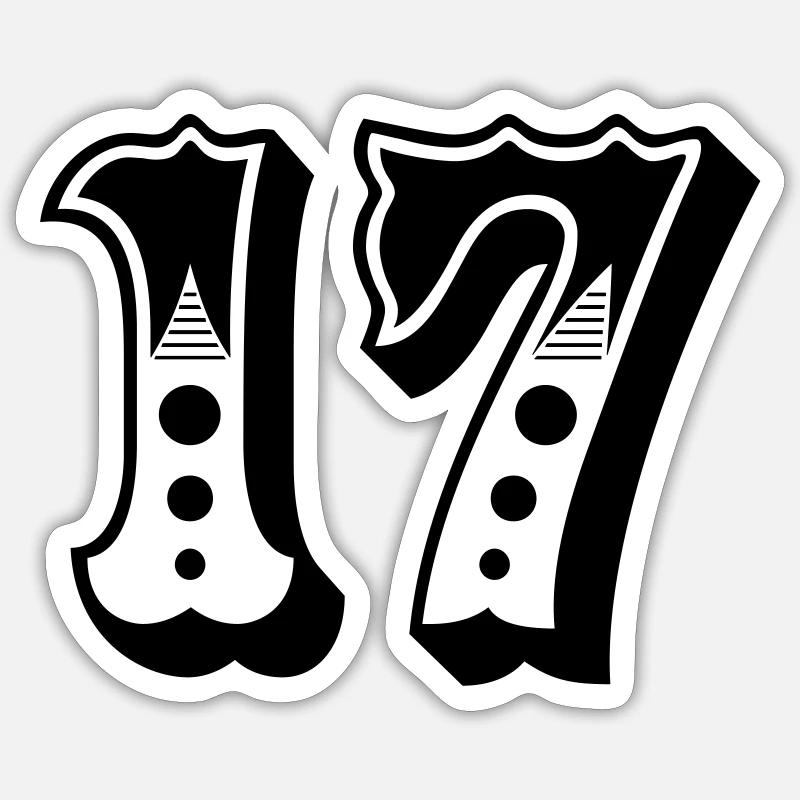 17 - Number - Number - Sticker size S (10 x 10 cm) - white matte