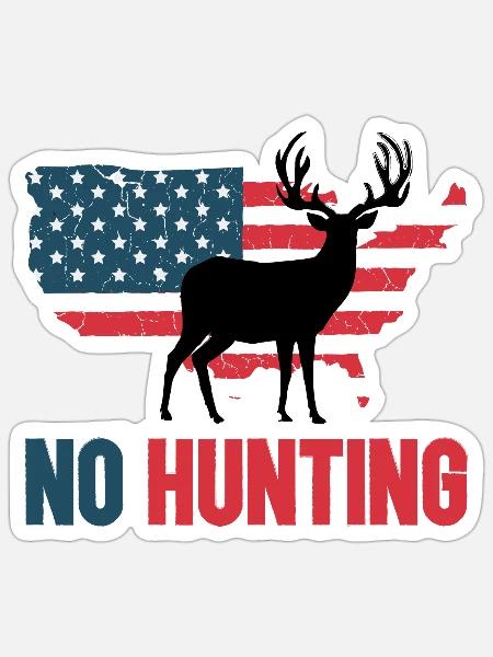 Anti Chasse Keine Jagd USA - Sticker Größe S (10 x 10 cm) - Mattweiß