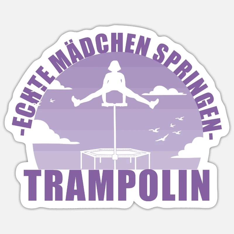 Echte Mädchen springen Trampolin Geschenk Sticker Größe S (10 x 10 cm)