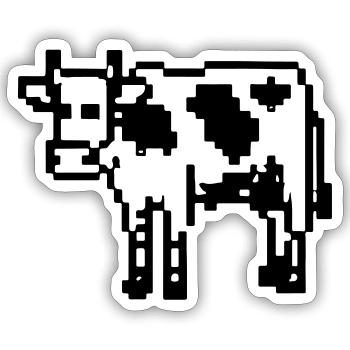 Idée cadeau Cow Pixel Pixel Cow - Sticker taille S (10 x 10 cm) - blanc mat - Devant