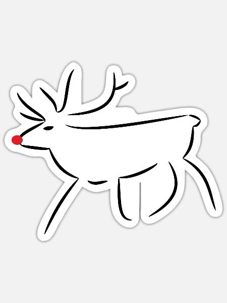 Rudolph the Reindeer T-Shirt Design - Sticker Größe S (10 x 10 cm) - Mattweiß