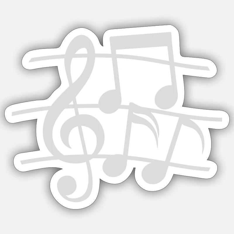 Symboles Lignes Notes de musique - Sticker taille S (10 x 10 cm) - blanc mat