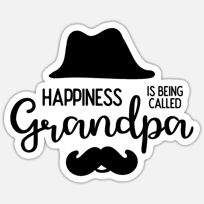 Happines wird Opa genannt - Sticker Größe S (10 x 10 cm) - Mattweiß