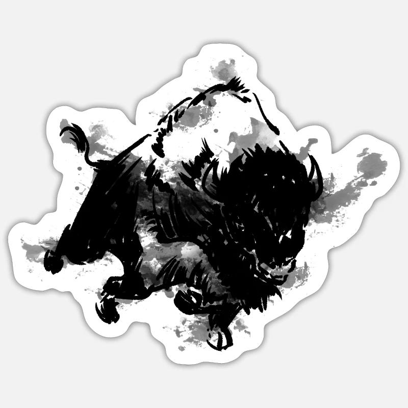 Buffle d'Amérique - Sticker taille S (10 x 10 cm) - blanc mat